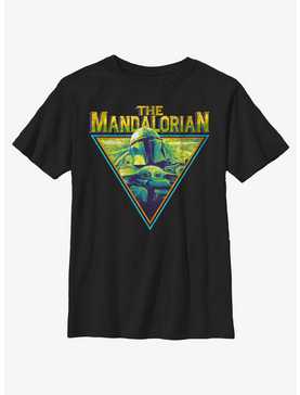 Star Wars The Mandalorian Neon Grunge Logo Youth T-Shirt, , hi-res