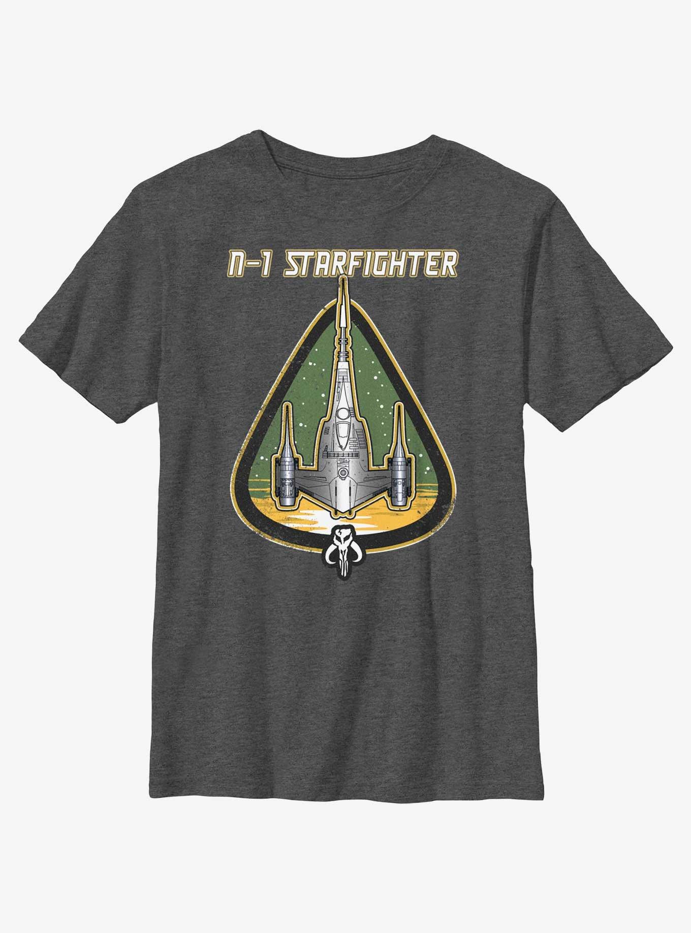 Star Wars The Mandalorian N-1 Starfighter Mod Youth T-Shirt, CHAR HTR, hi-res