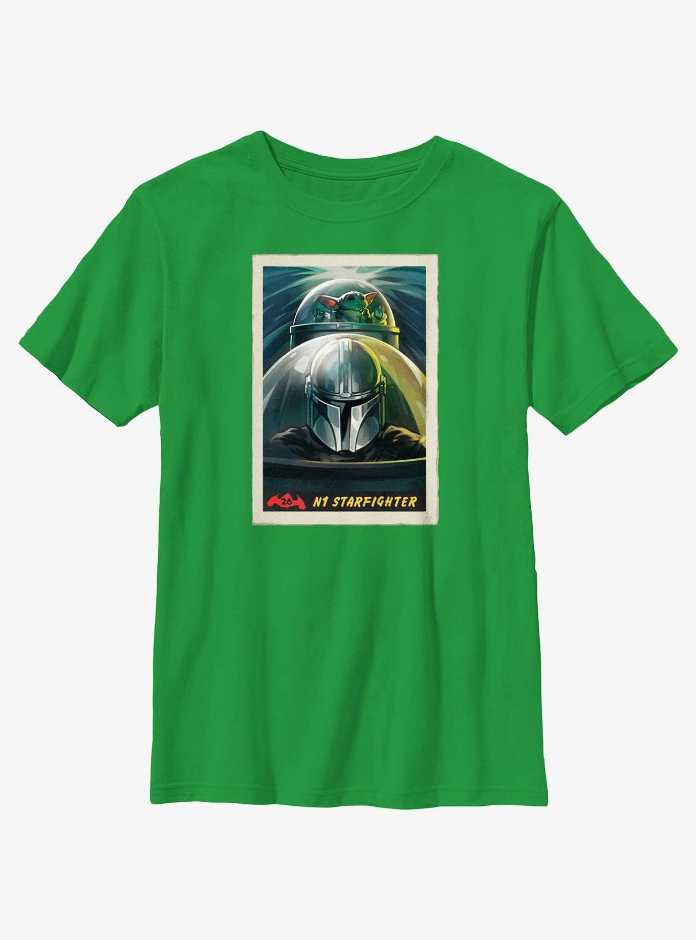 Star Wars The Mandalorian Grogu & Mando N-1 Starfighter Poster Youth T-Shirt, , hi-res