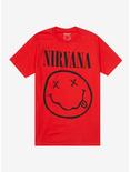 Nirvana Smile Red Boyfriend Fit Girls T-Shirt, RED, hi-res