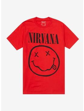 Plus Size Nirvana Smile Red Boyfriend Fit Girls T-Shirt, , hi-res