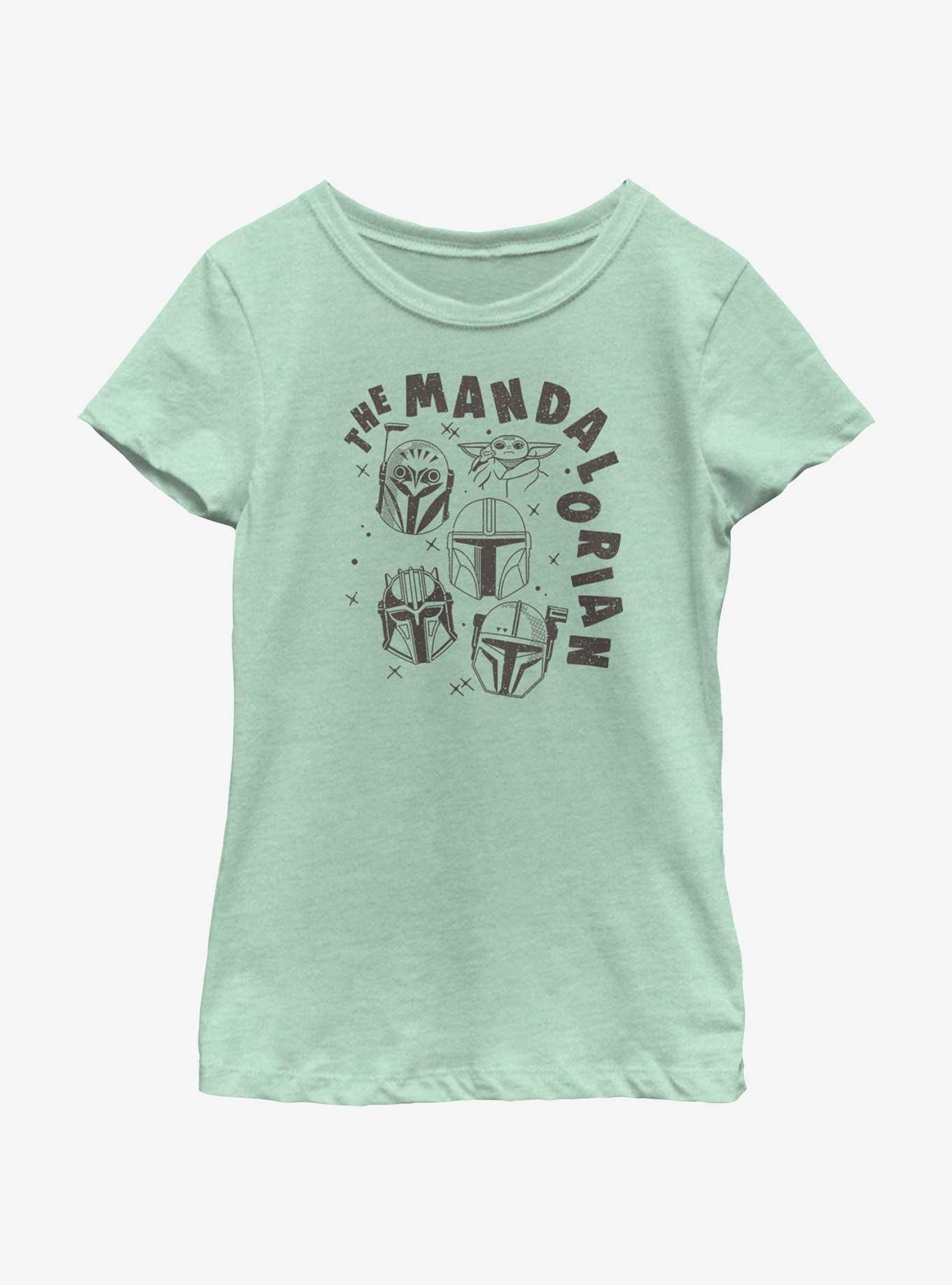 Star Wars The Mandalorian Floating Helmets Youth Girls T-Shirt, MINT, hi-res