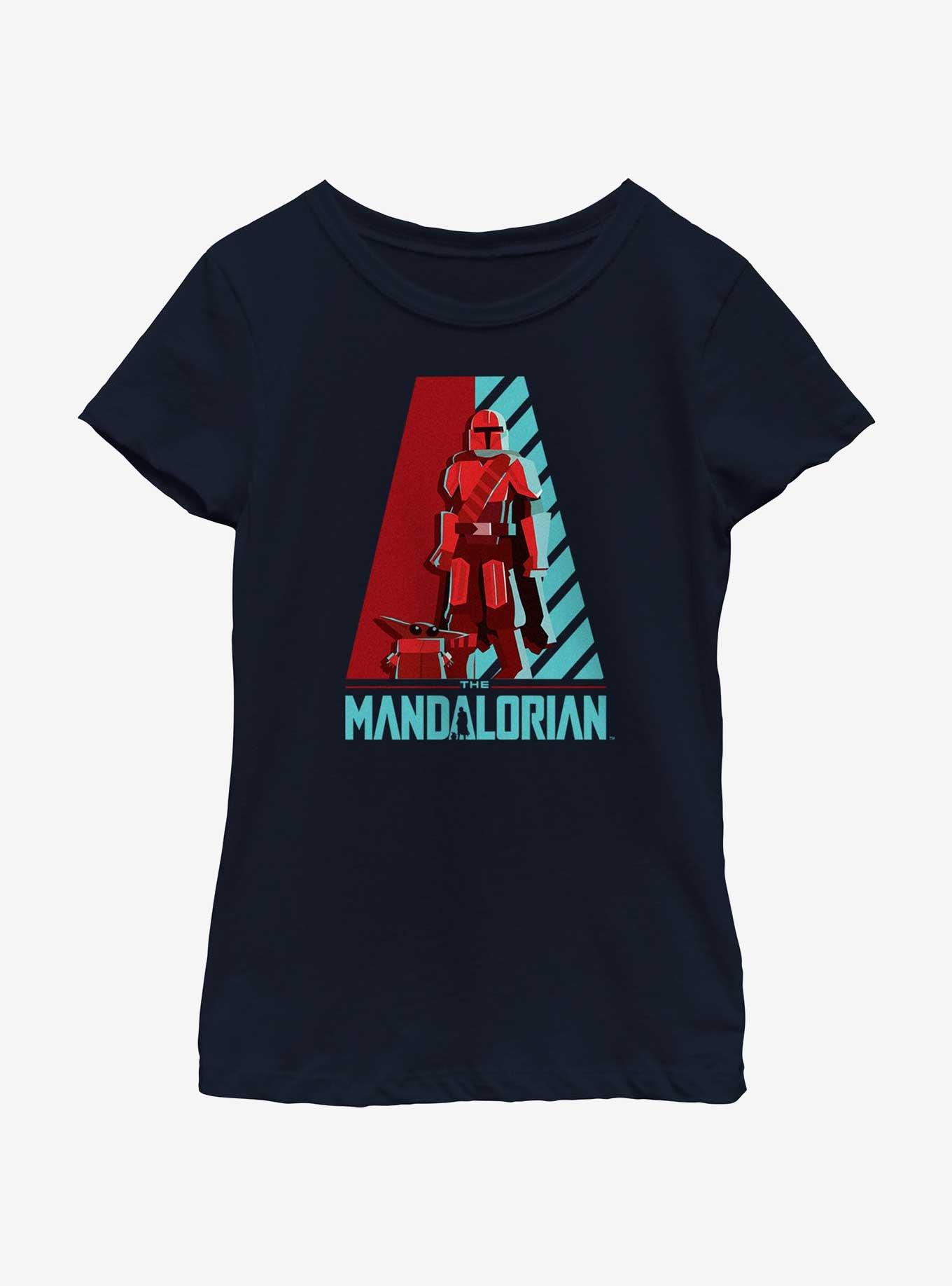 Star Wars The Mandalorian Galaxy's Heroes Logo Youth Girls T-Shirt, NAVY, hi-res