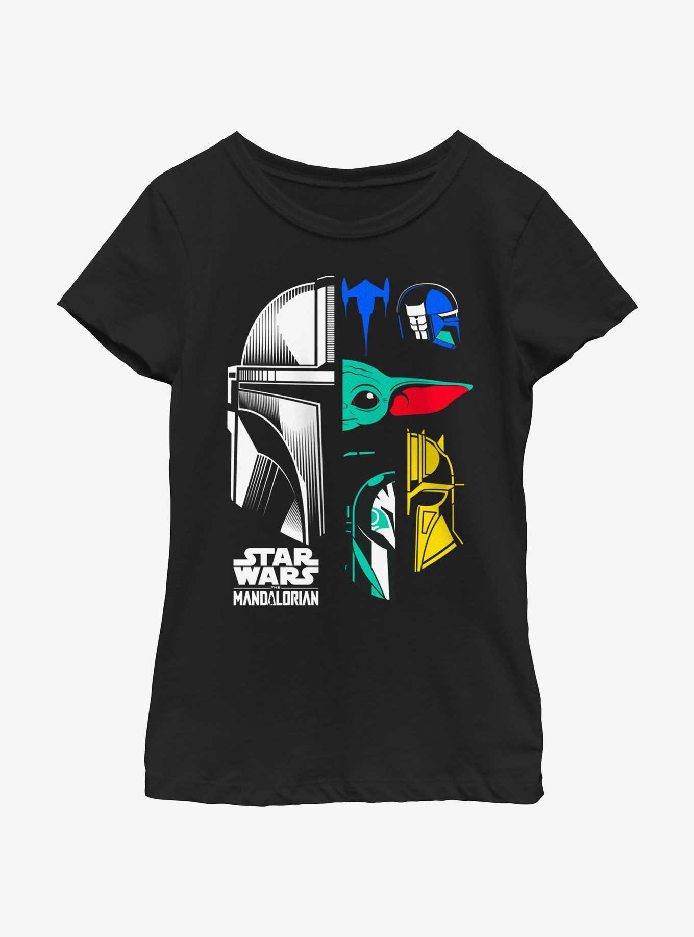 Star Wars The Mandalorian Grogu & Mando Helmet Split Youth Girls T-Shirt, , hi-res