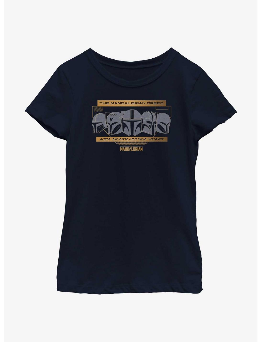 Star Wars The Mandalorian Helmets of the Creed Youth Girls T-Shirt, NAVY, hi-res