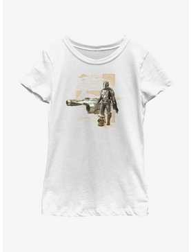Star Wars The Mandalorian Mando N-1 Starfighter Schematic Youth Girls T-Shirt, , hi-res