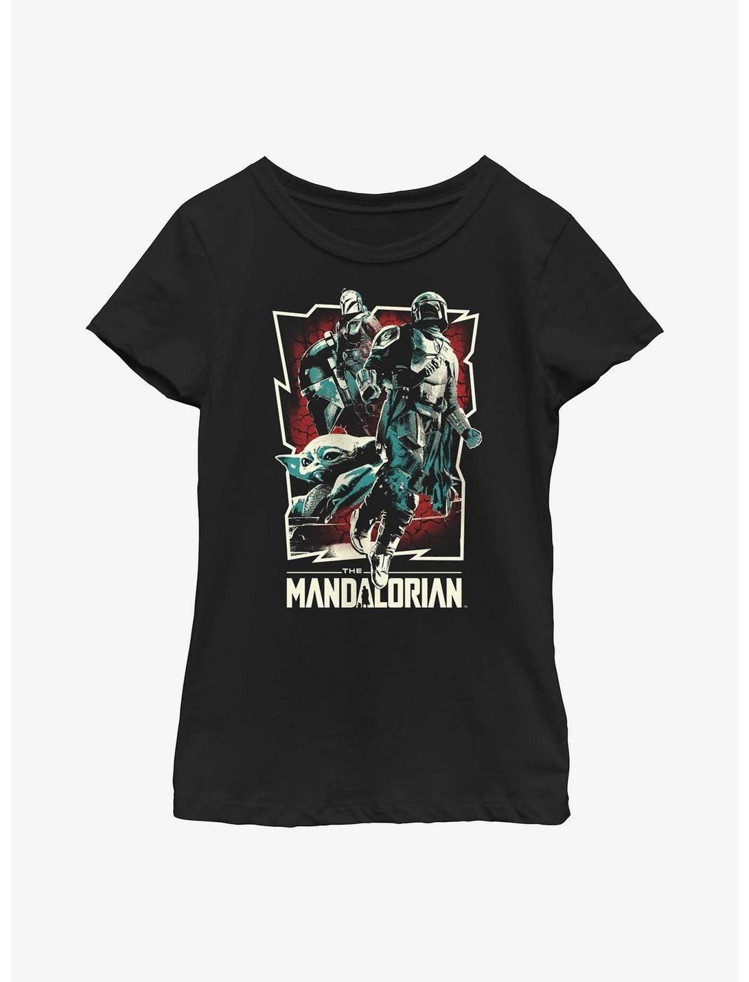 Star Wars The Mandalorian Grunge Rock Star Poster Youth Girls T-Shirt, BLACK, hi-res
