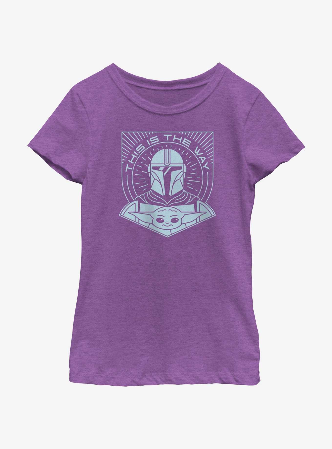 Star Wars The Mandalorian This Is The Way Line Art Youth Girls T-Shirt, PURPLE BERRY, hi-res