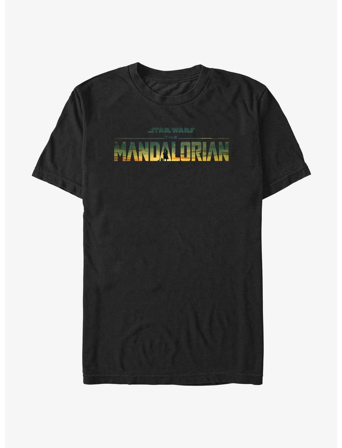 Star Wars The Mandalorian Desert Sunset Logo T-Shirt, BLACK, hi-res