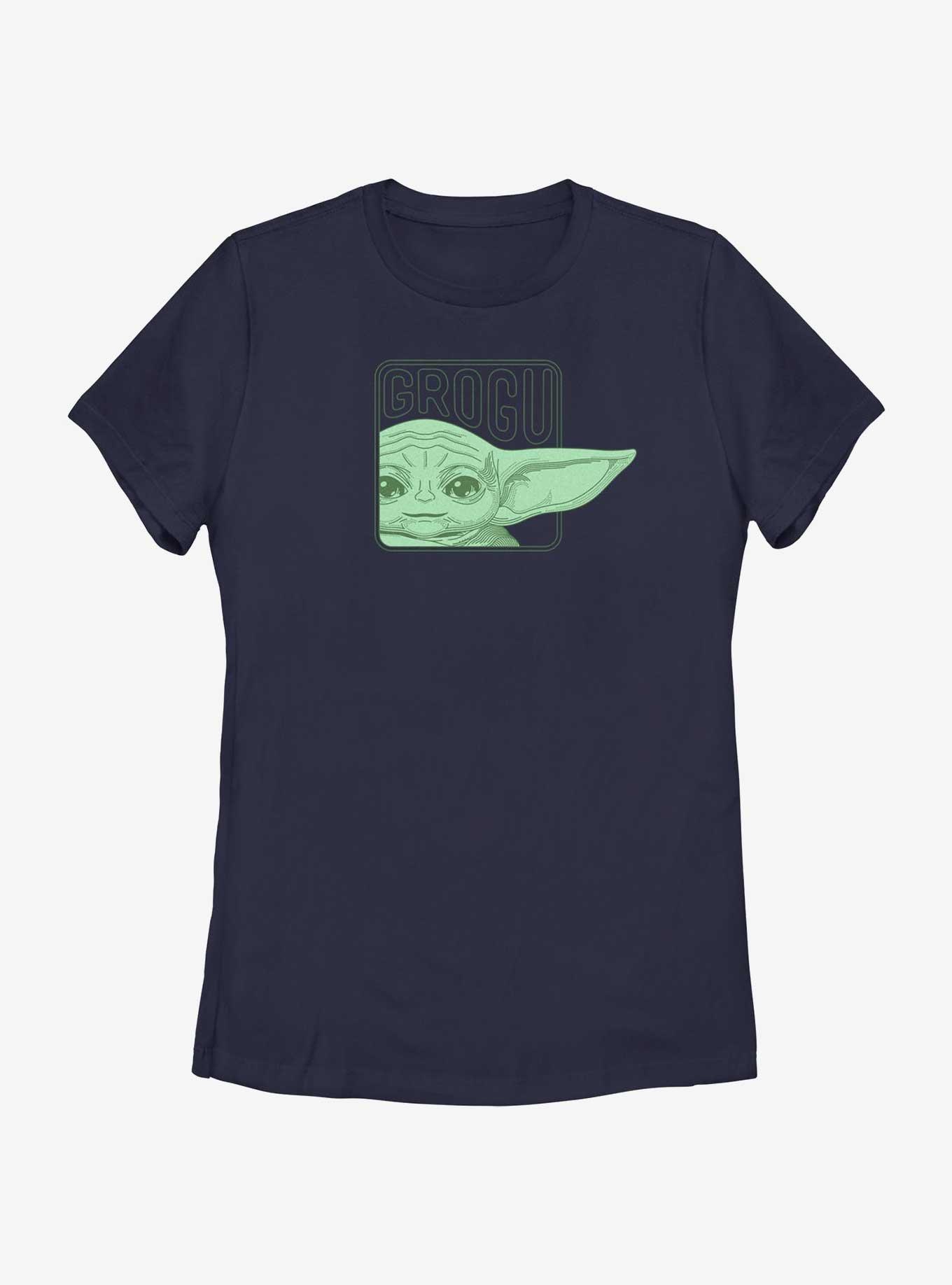 Star Wars The Mandalorian Grogu Happy Ears Womens T-Shirt, NAVY, hi-res