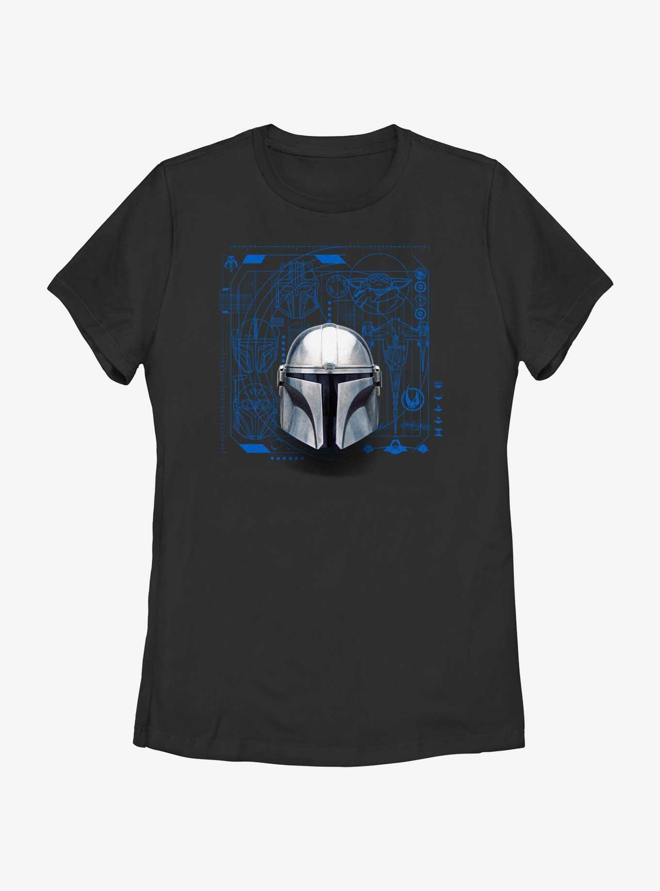 Star Wars The Mandalorian Helmet Schematic Womens T-Shirt, , hi-res