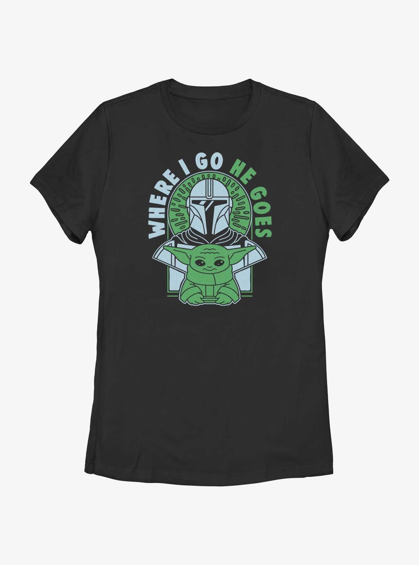 Star Wars The Mandalorian Where I Go, He Goes Womens T-Shirt, BLACK, hi-res