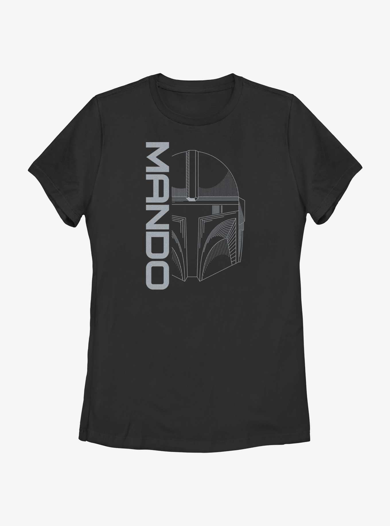 Star Wars The Mandalorian Line Art Mando Head Womens T-Shirt, BLACK, hi-res