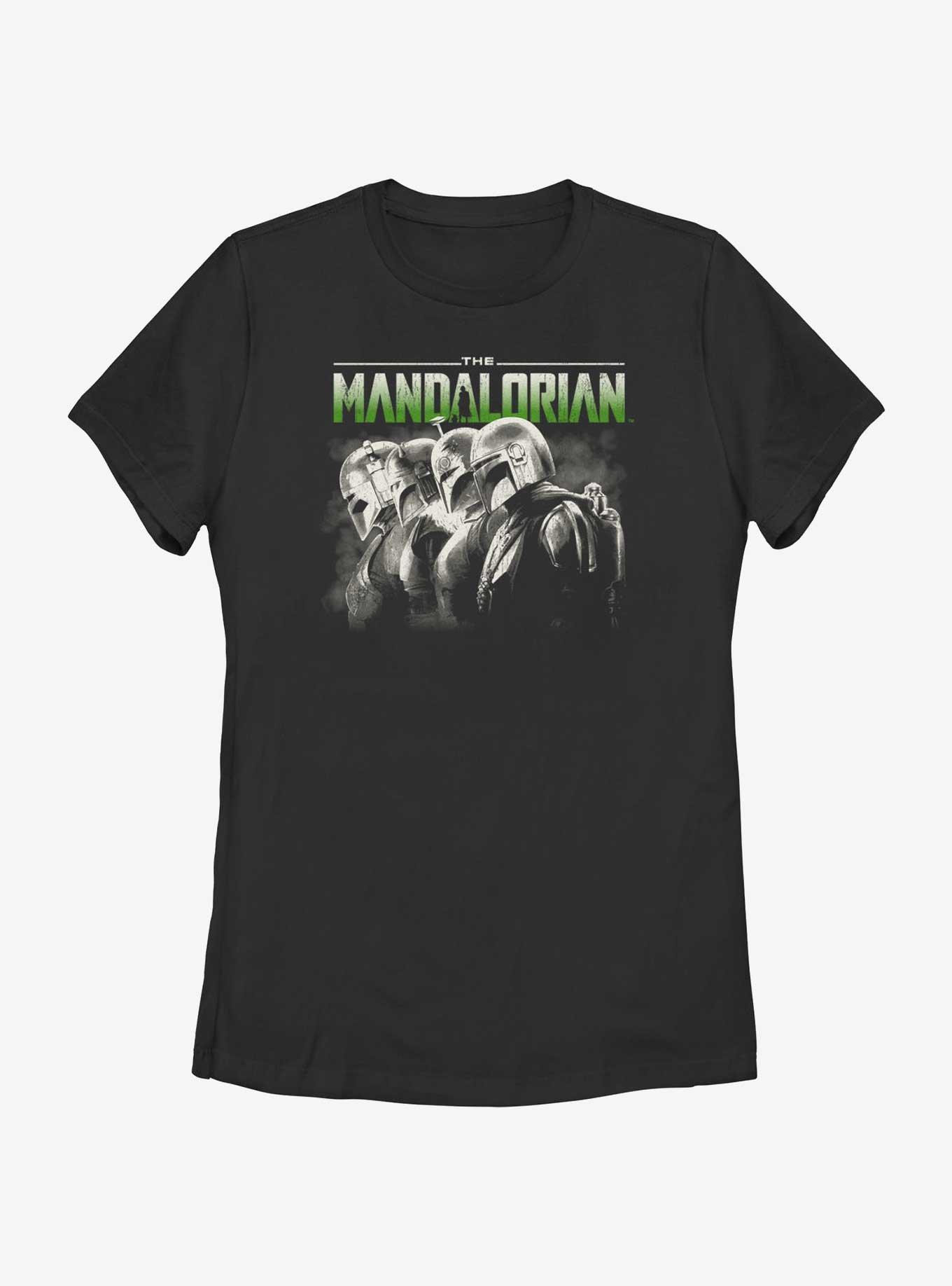 Star Wars The Mandalorian Grunge Mandalorians Lineup Womens T-Shirt, BLACK, hi-res
