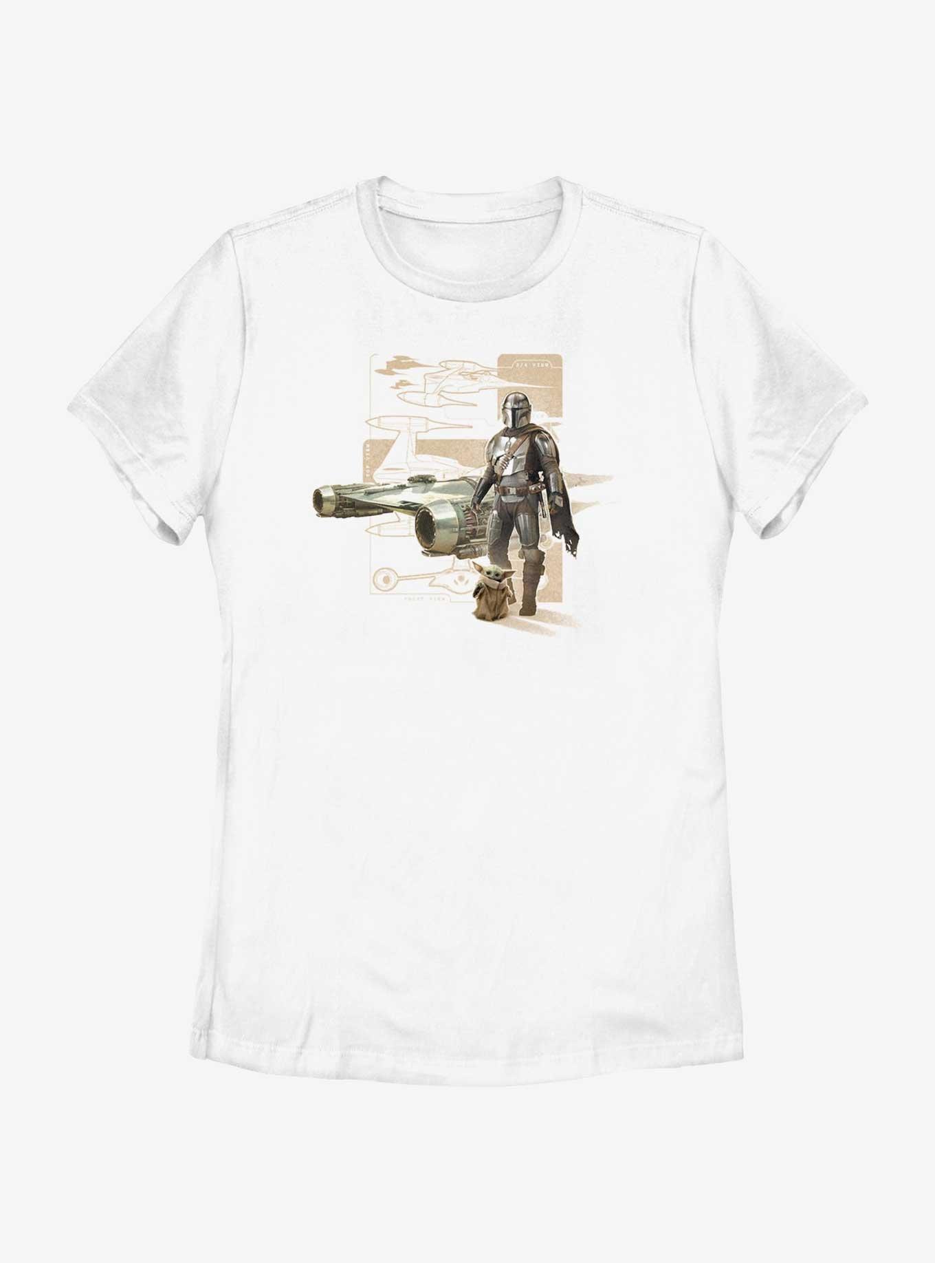 Star Wars The Mandalorian Mando N-1 Starfighter Schematic Womens T-Shirt, , hi-res