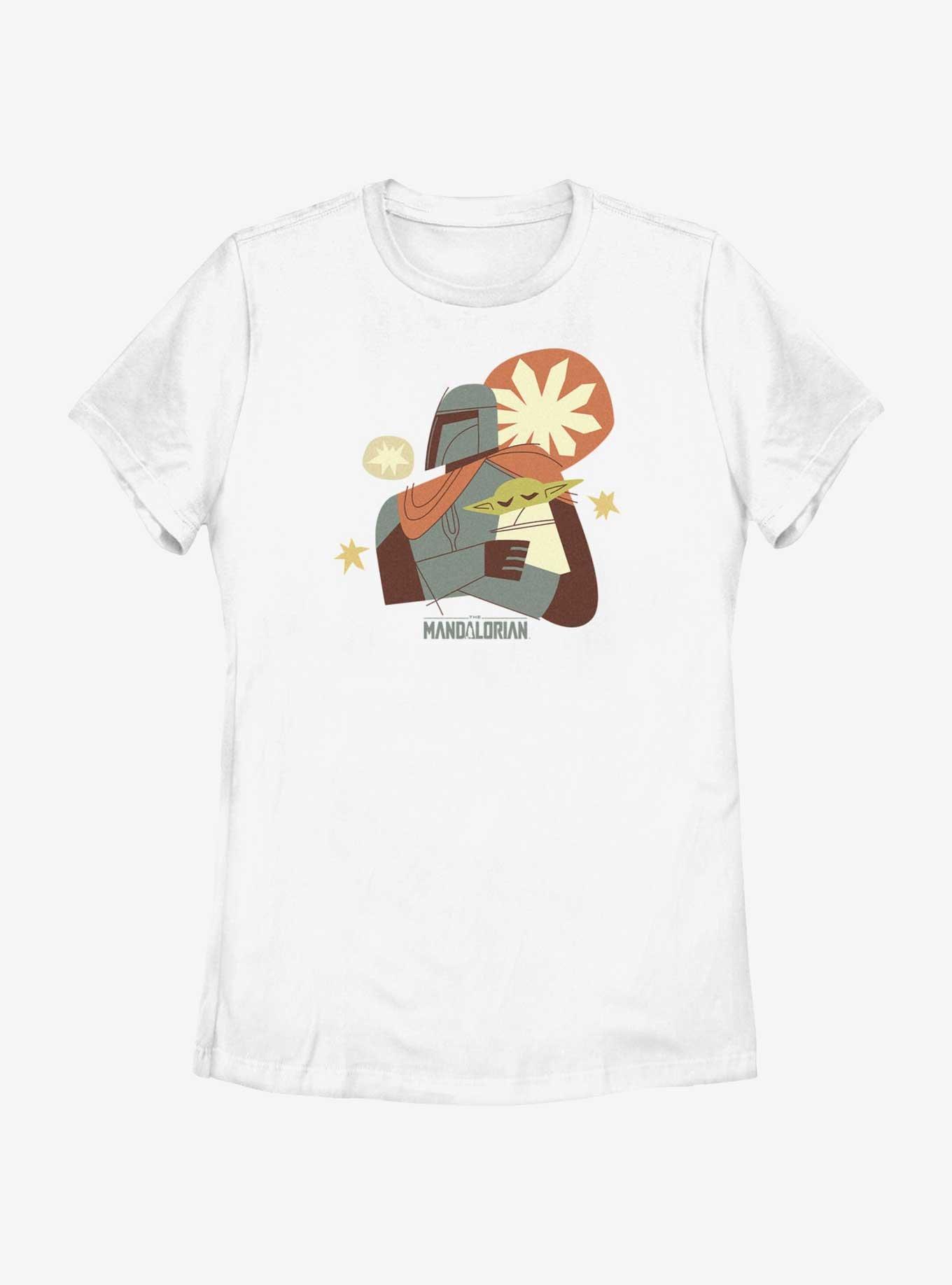 Star Wars The Mandalorian Mando & Sleepy Grogu Sketch Womens T-Shirt, WHITE, hi-res