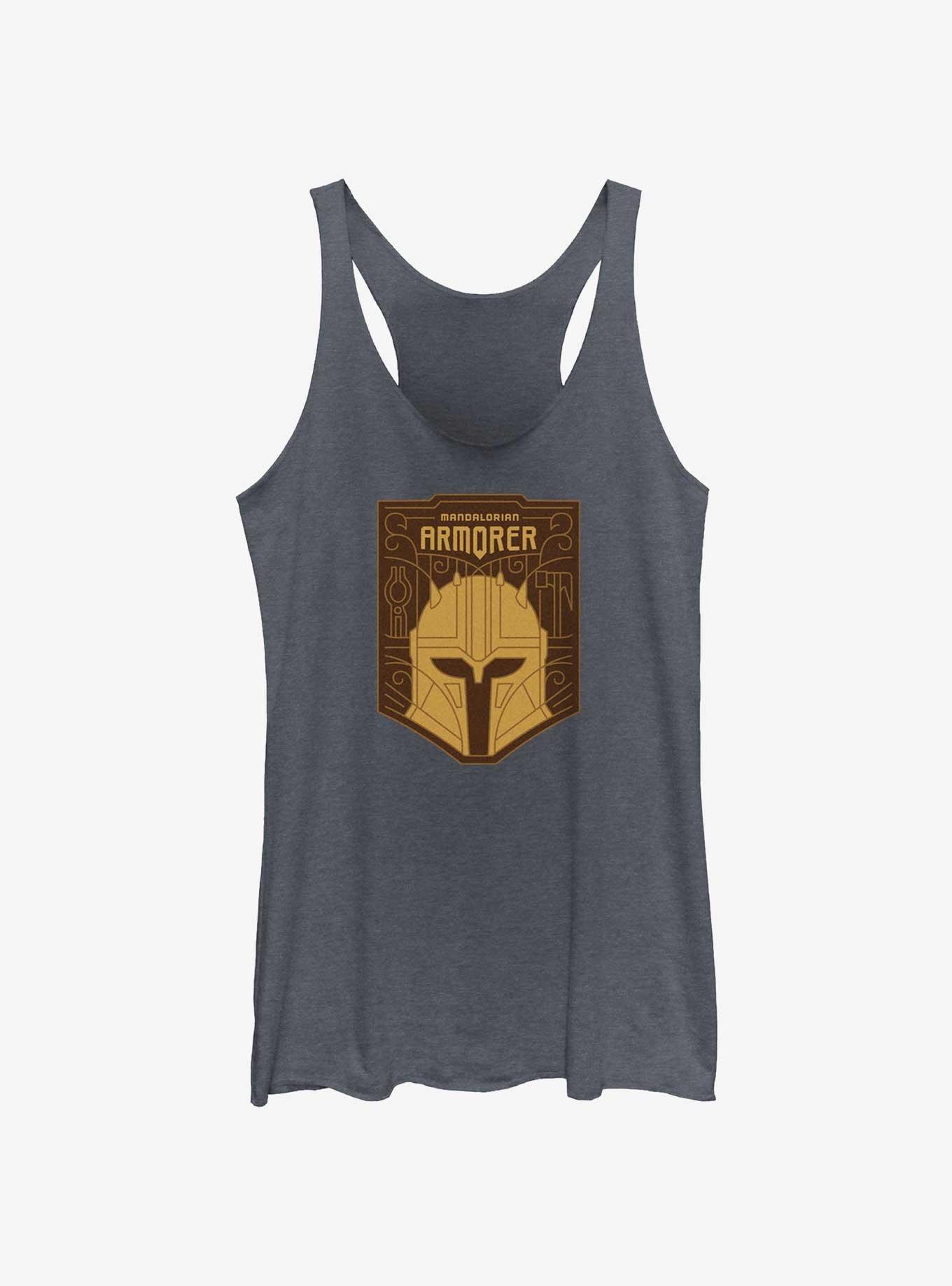 Star Wars The Mandalorian Armorer Crest Womens Tank Top, NAVY HTR, hi-res