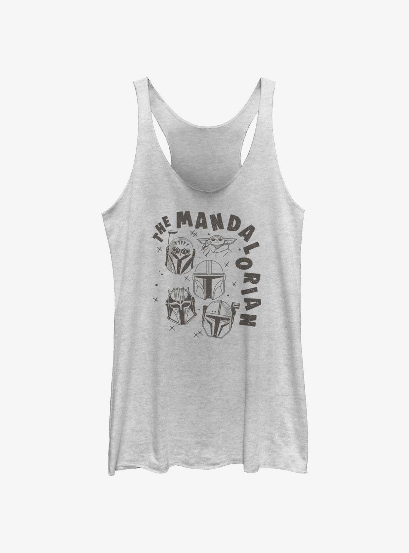 Star Wars The Mandalorian Floating Helmets Womens Tank Top, WHITE HTR, hi-res