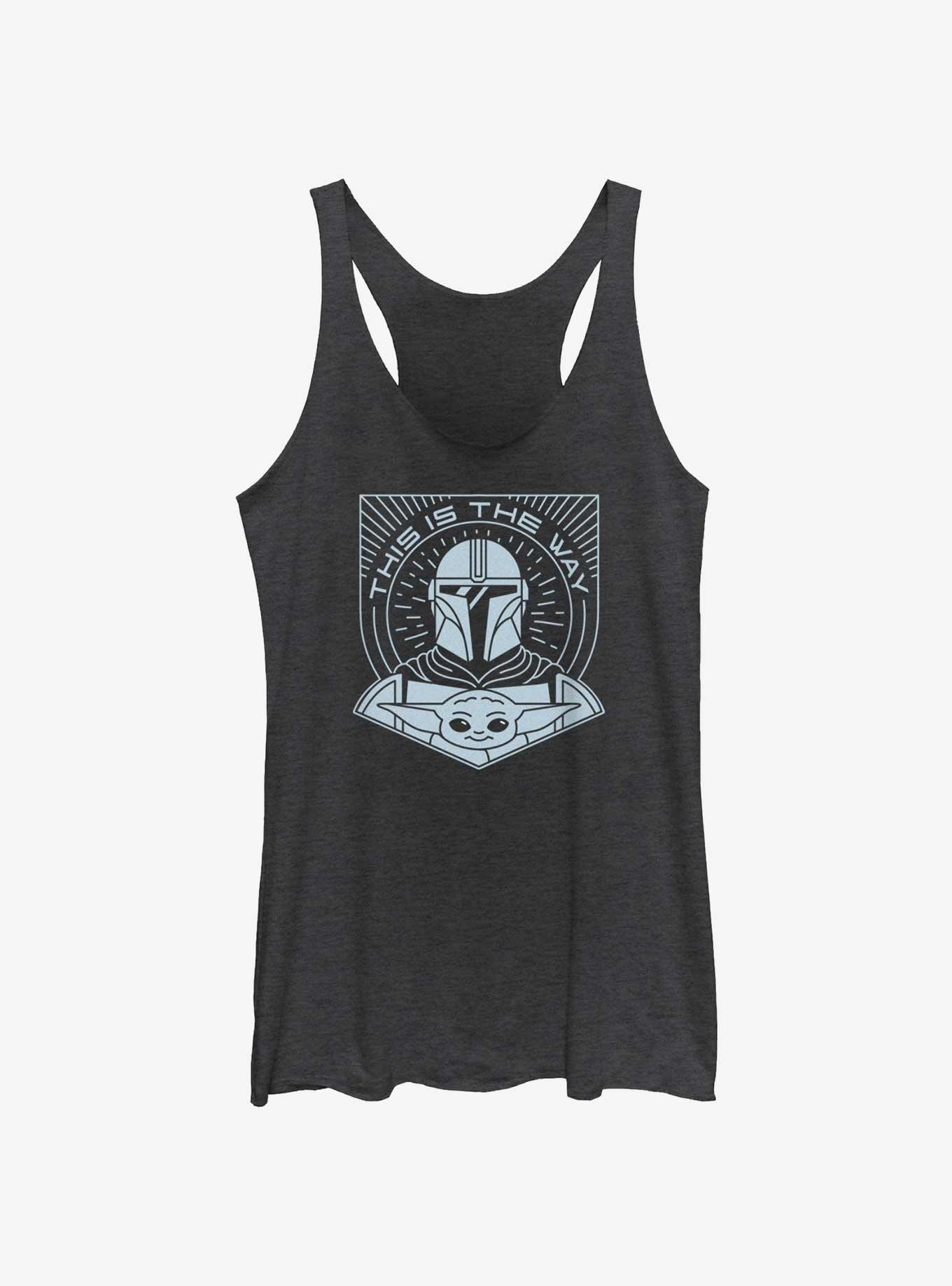 Star Wars The Mandalorian This Is The Way Line Art Womens Tank Top, BLK HTR, hi-res