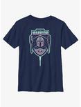 Star Wars The Mandalorian Fierce Warrior Badge Youth T-Shirt, NAVY, hi-res