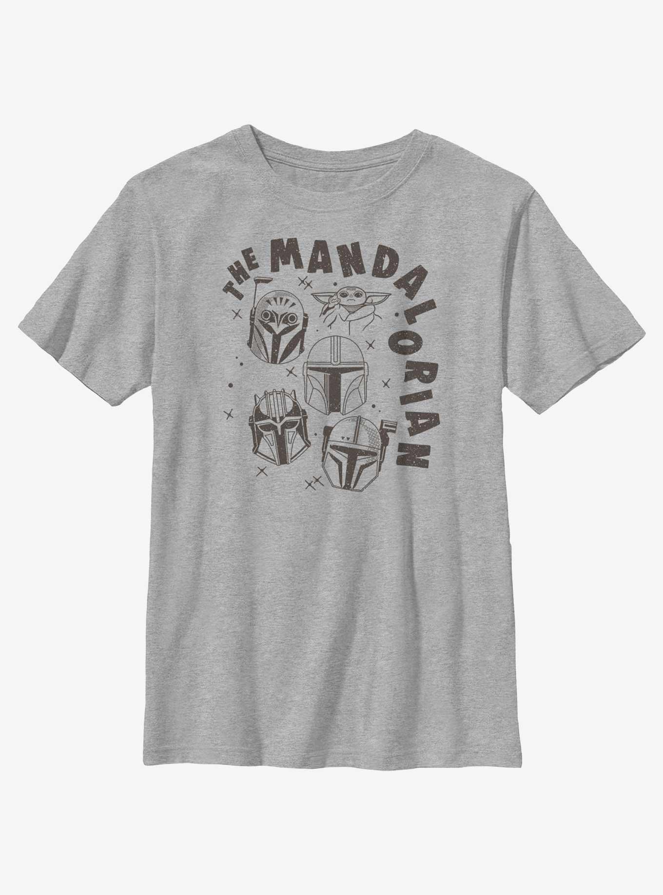 Star Wars The Mandalorian Floating Helmets Youth T-Shirt, ATH HTR, hi-res