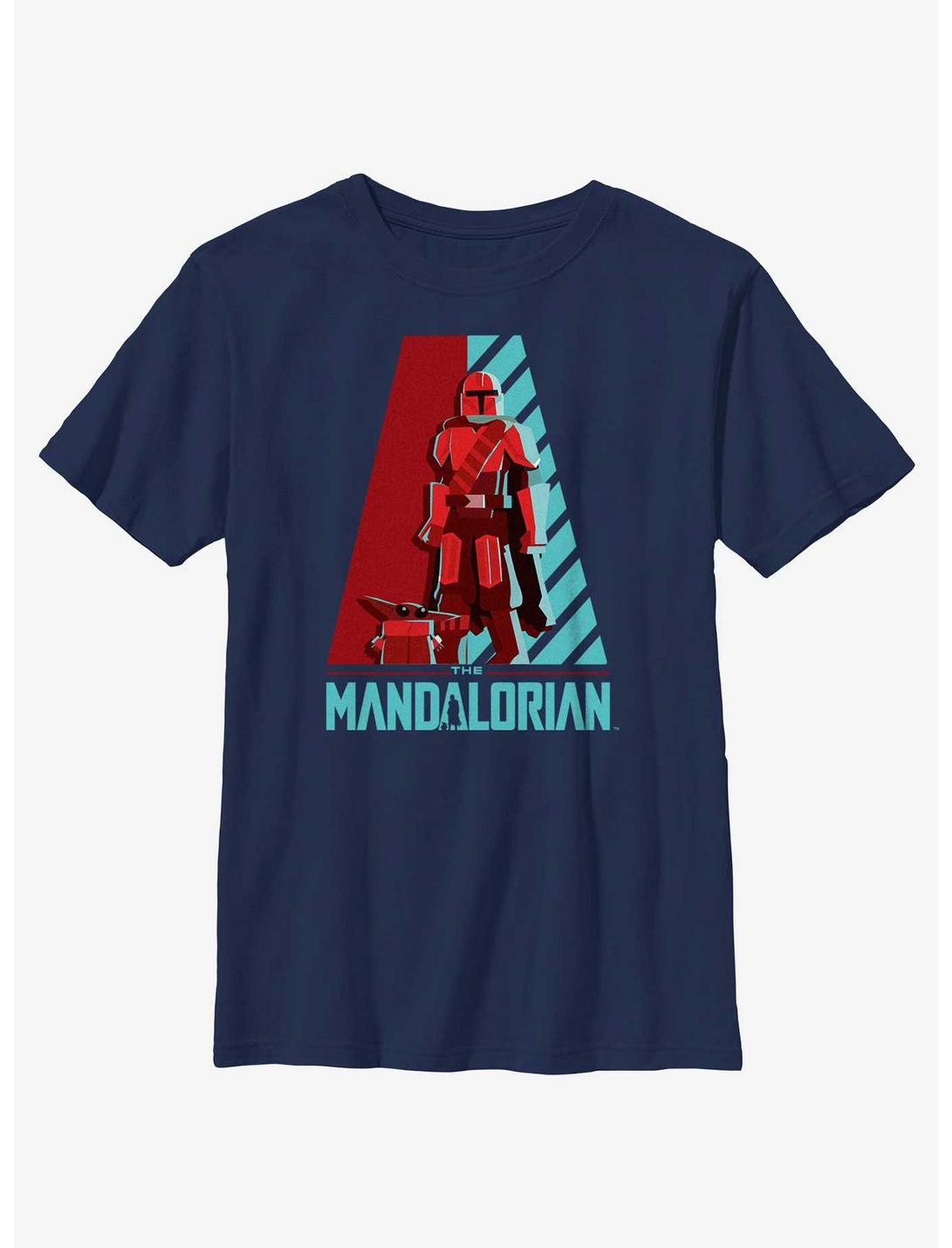 Star Wars The Mandalorian Galaxy's Heroes Logo Youth T-Shirt, NAVY, hi-res