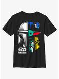 Star Wars The Mandalorian Grogu & Mando Helmet Split Youth T-Shirt, BLACK, hi-res