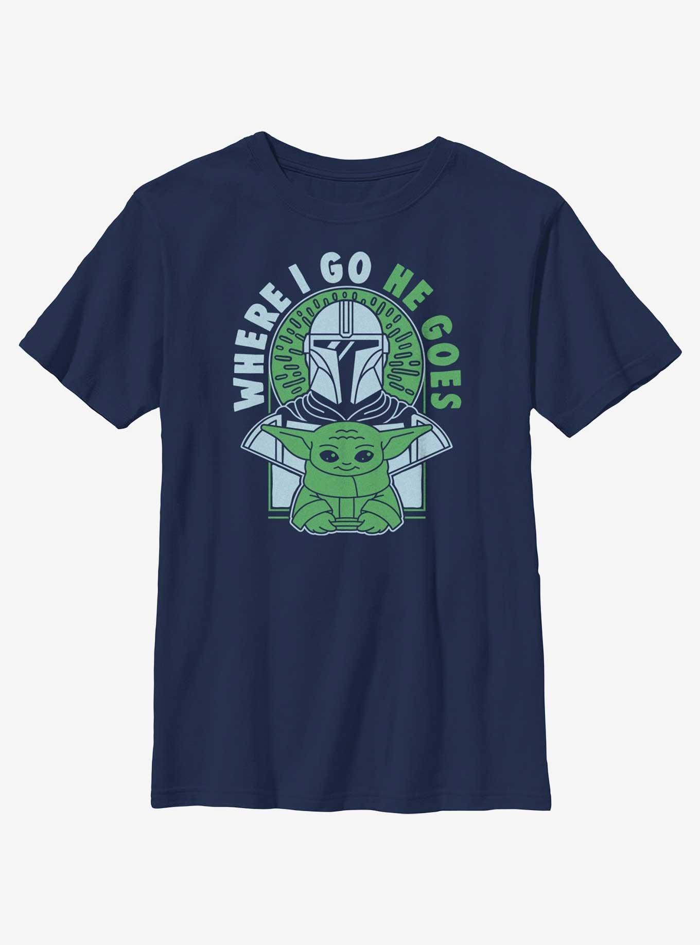 Star Wars The Mandalorian Where I Go, He Goes Youth T-Shirt, , hi-res