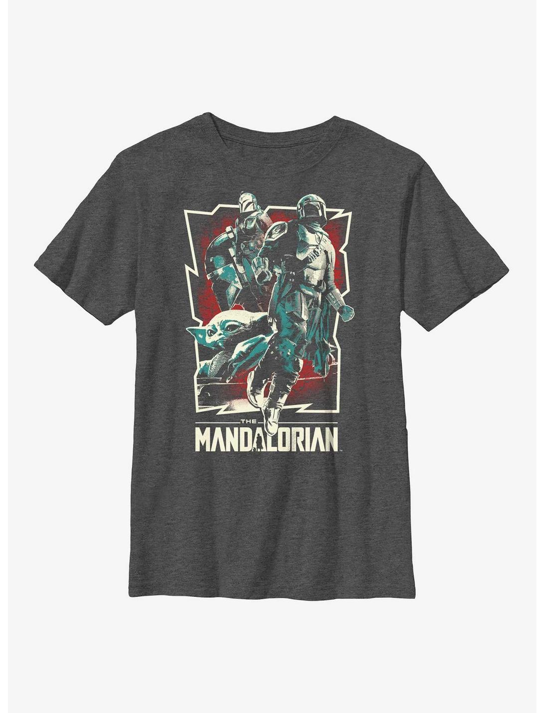 Star Wars The Mandalorian Grunge Rock Star Poster Youth T-Shirt, CHAR HTR, hi-res