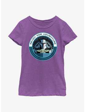Star Wars The Mandalorian Grogu & Mando Ready For Adventure Badge Youth Girls T-Shirt, , hi-res