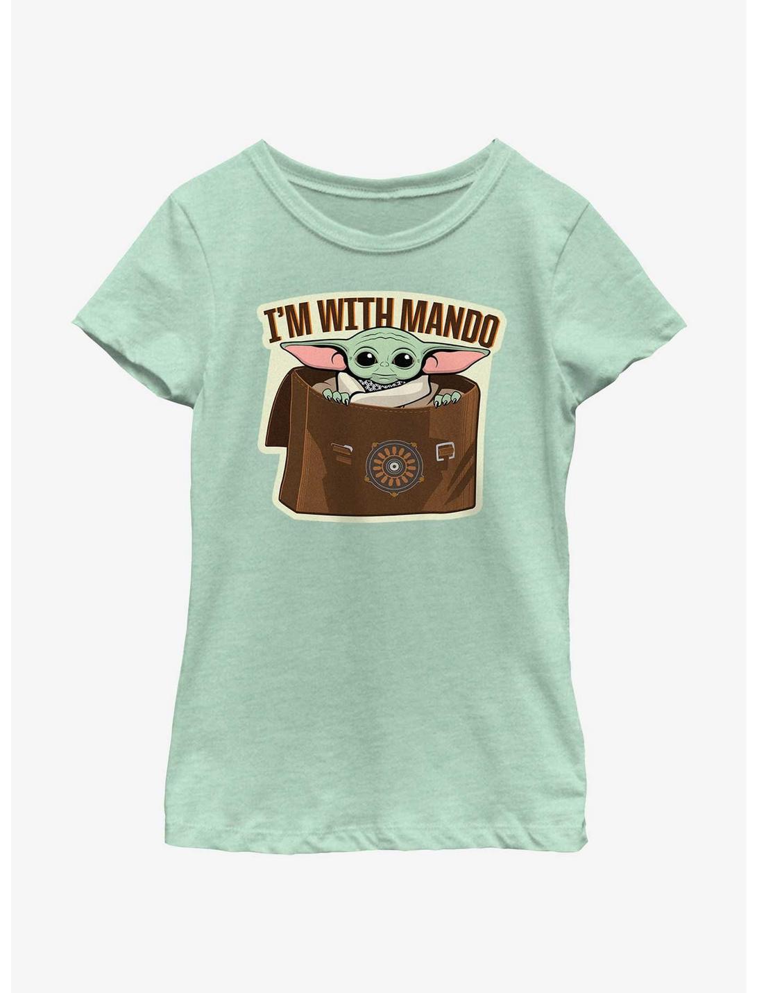 Star Wars The Mandalorian Grogu I'm With Mando Youth Girls T-Shirt, MINT, hi-res
