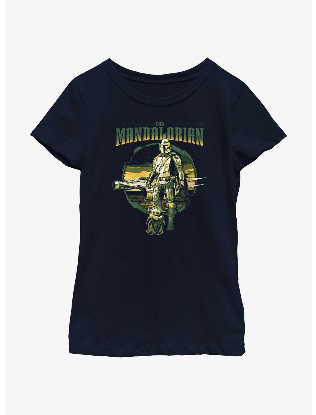 Star Wars The Mandalorian Grogu & Mando Together Again Youth Girls T-Shirt, NAVY, hi-res