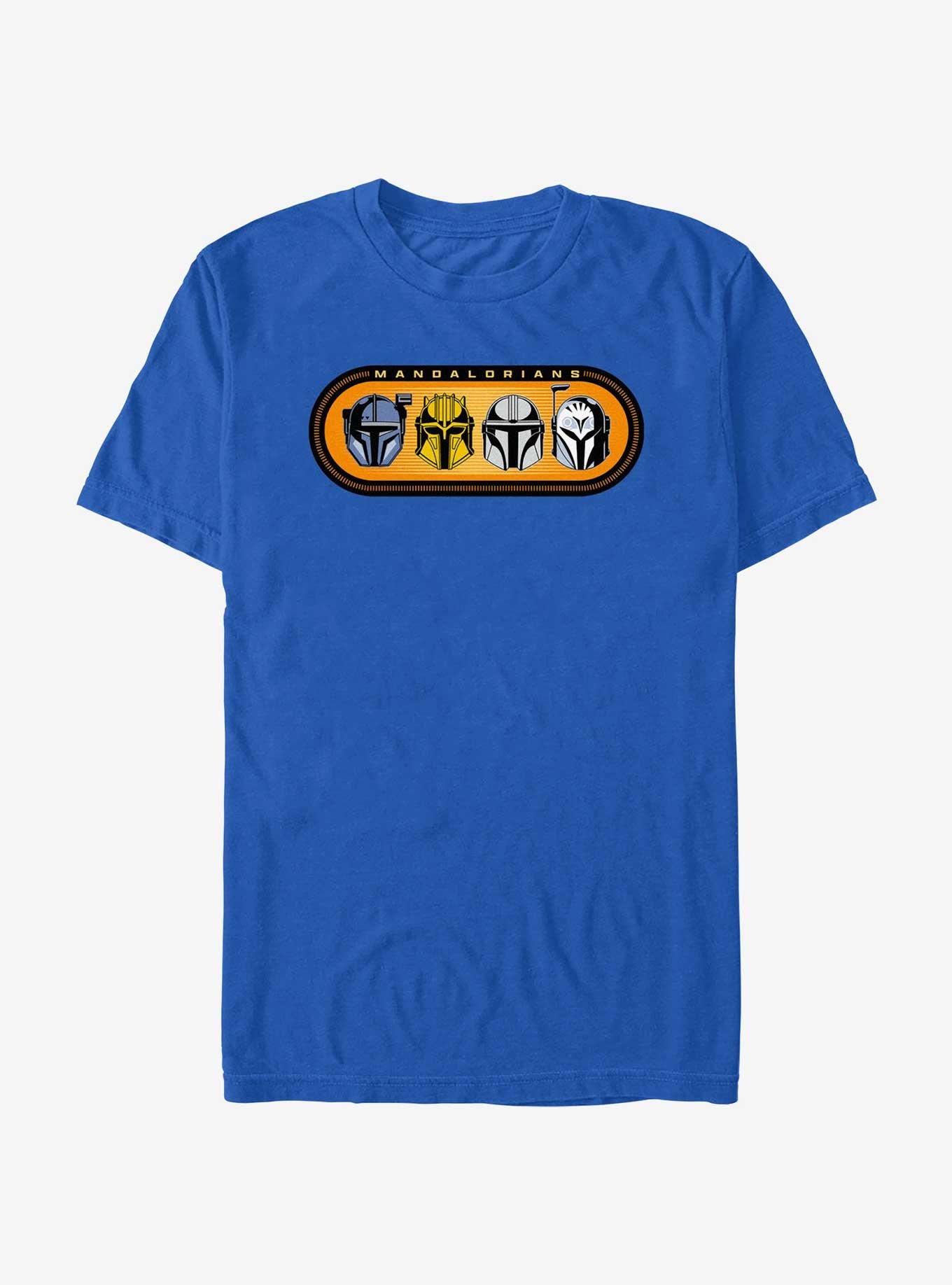 Star Wars The Mandalorian Helmets Badge T-Shirt, ROYAL, hi-res
