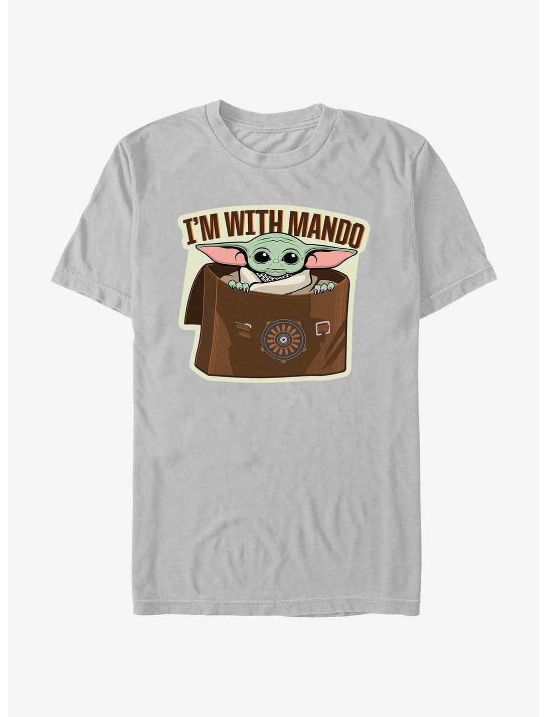Star Wars The Mandalorian Grogu I'm With Mando T-Shirt, SILVER, hi-res