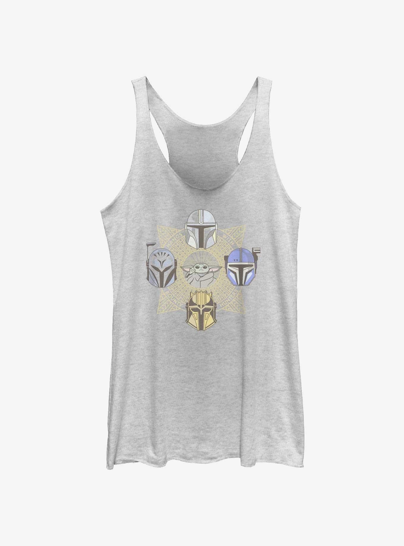 Star Wars The Mandalorian Grogu and Bounty Hunters Womens Tank Top, WHITE HTR, hi-res