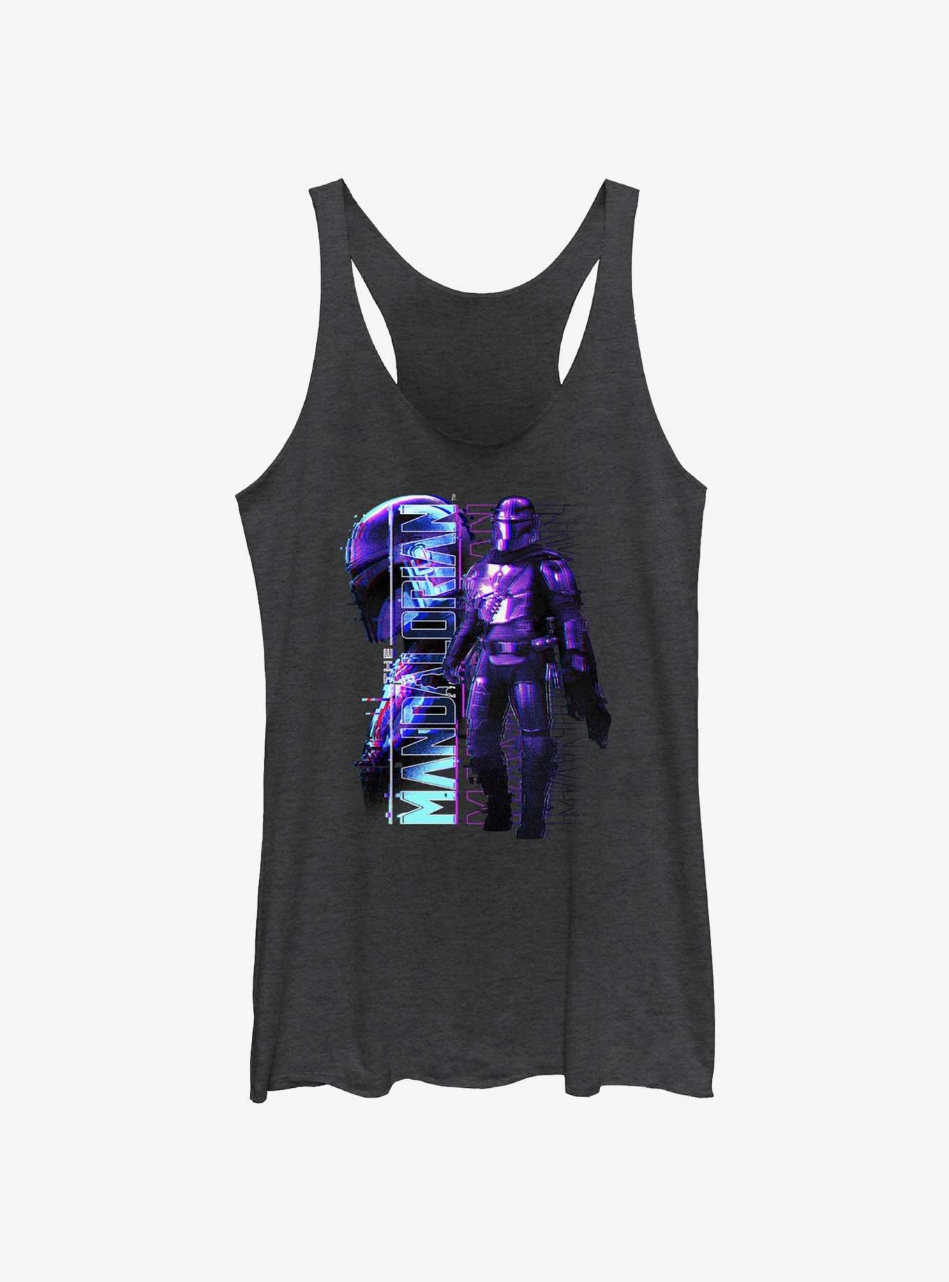Star Wars The Mandalorian Mando Glitch Womens Tank Top, BLK HTR, hi-res