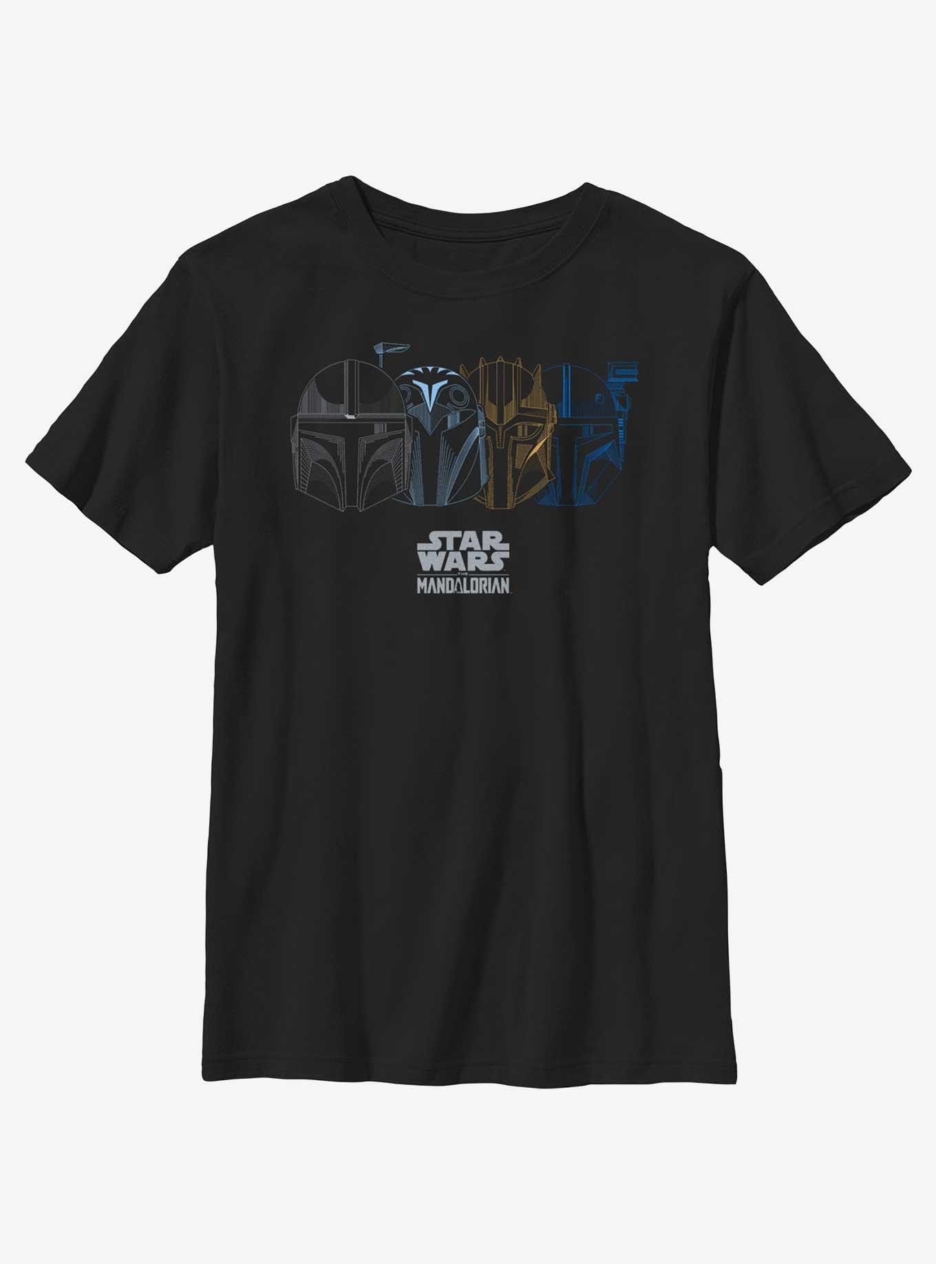 Star Wars The Mandalorian Helmet Logo Youth T-Shirt, BLACK, hi-res