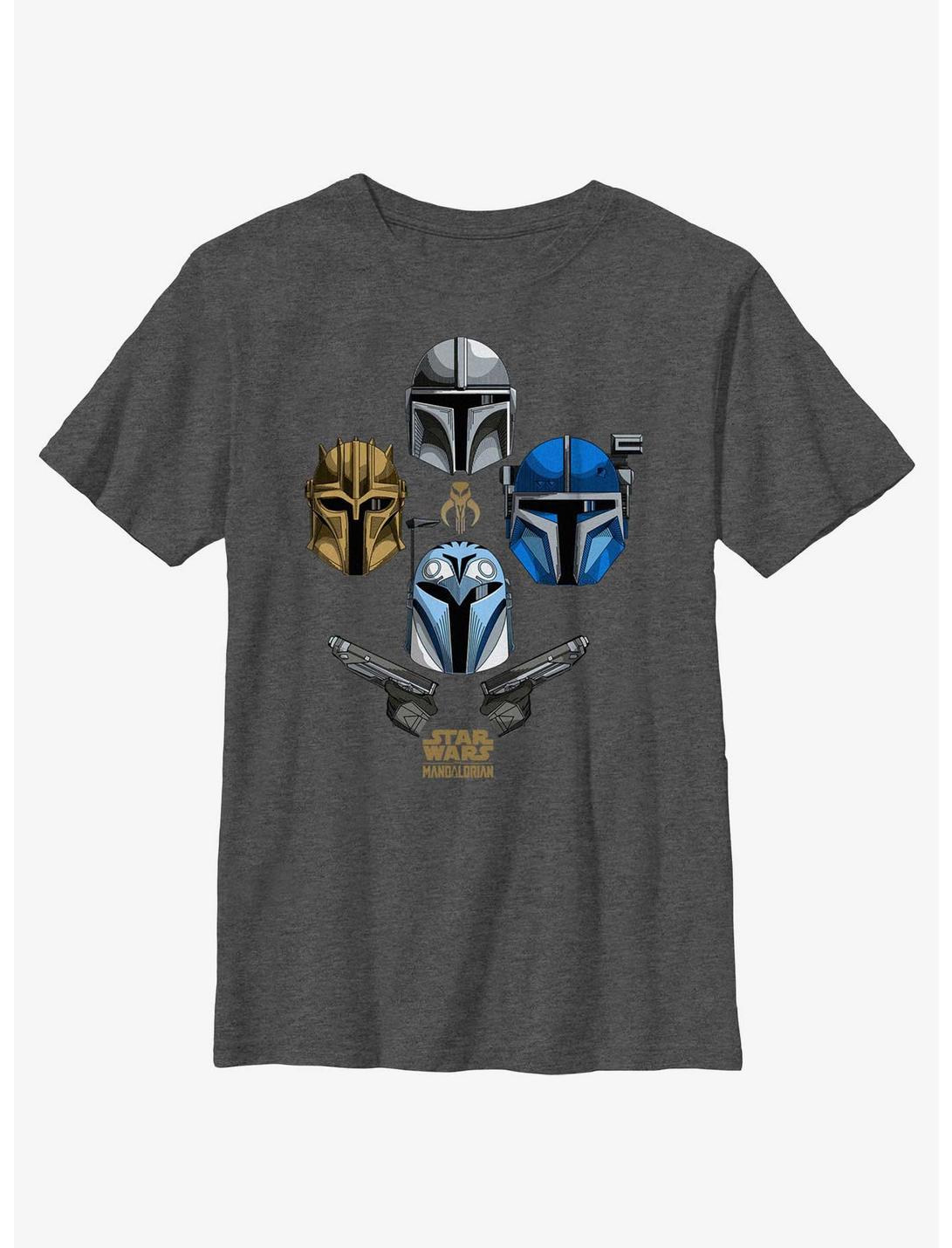 Star Wars The Mandalorian Helmets Held High Youth T-Shirt, CHAR HTR, hi-res