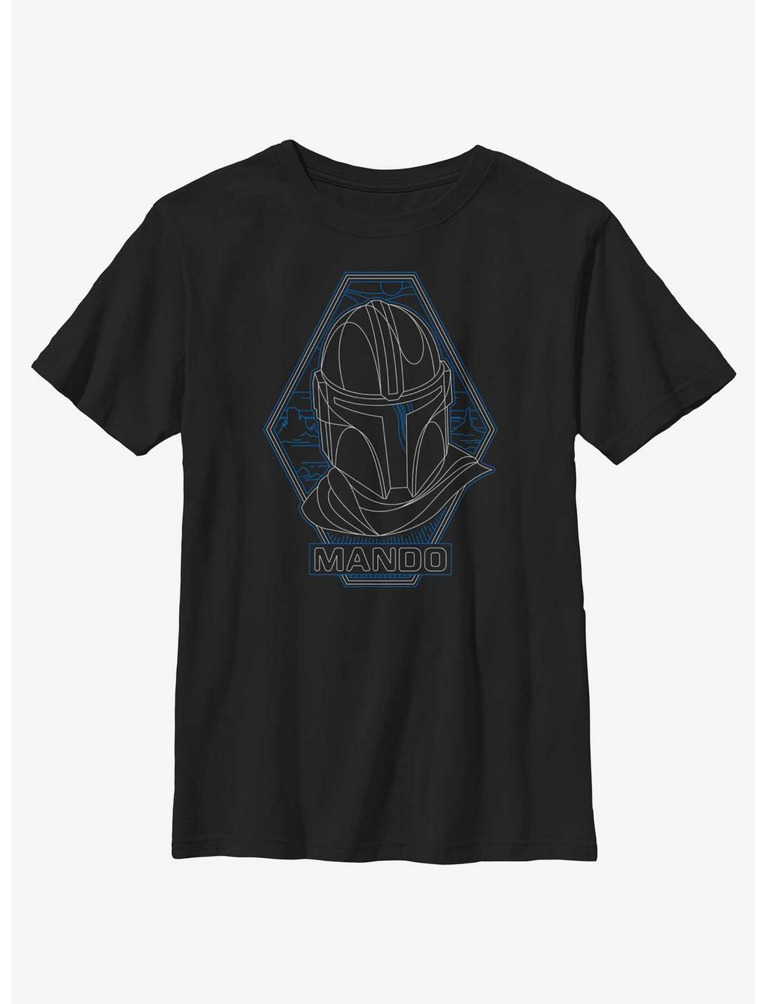 Star Wars The Mandalorian Mando Portrait Youth T-Shirt, BLACK, hi-res