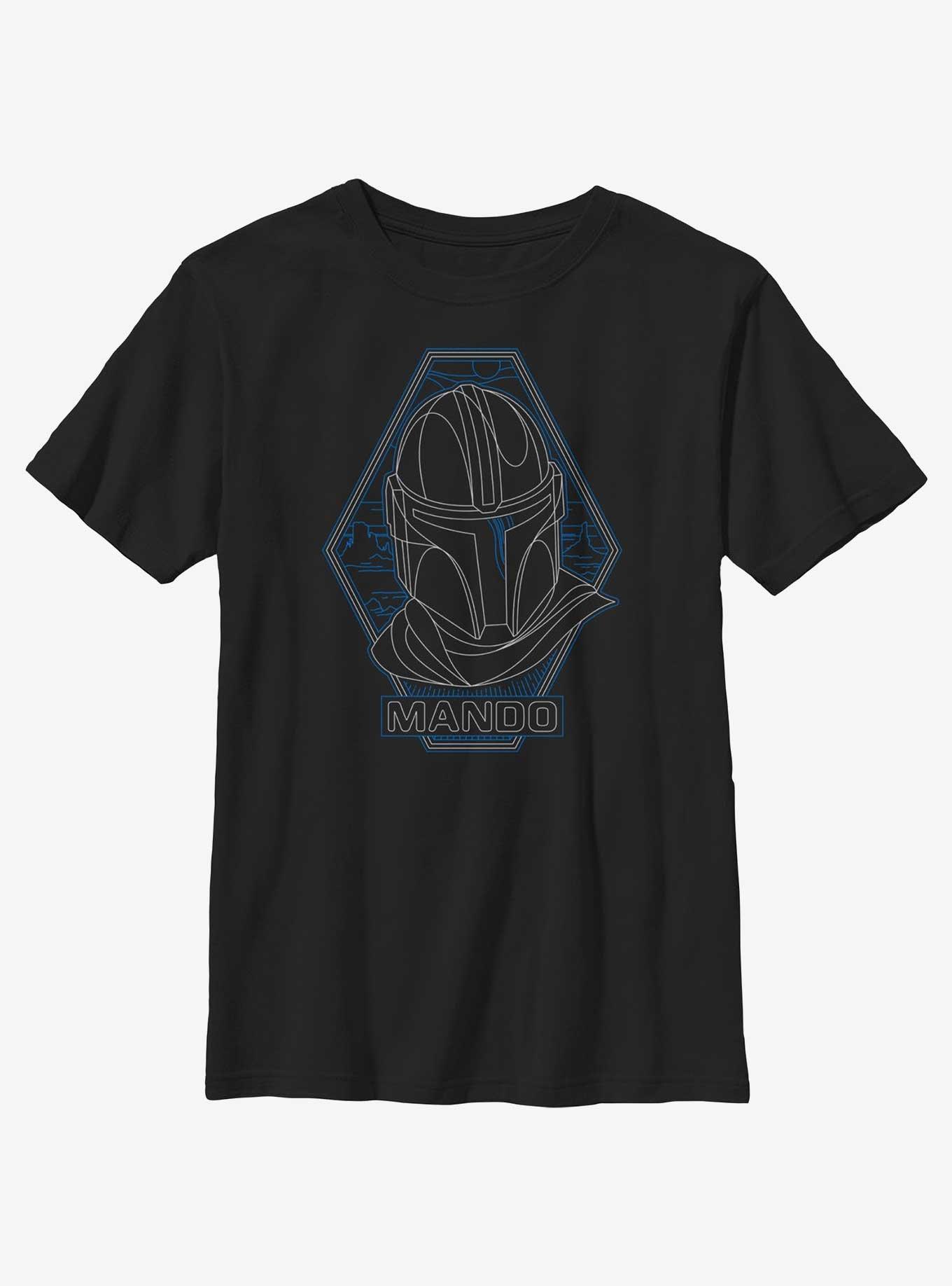 Star Wars The Mandalorian Mando Portrait Youth T-Shirt, BLACK, hi-res view 1