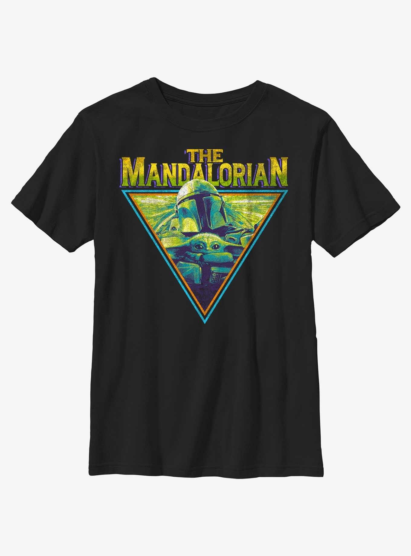 Star Wars The Mandalorian Neon Grunge Logo Youth T-Shirt, BLACK, hi-res