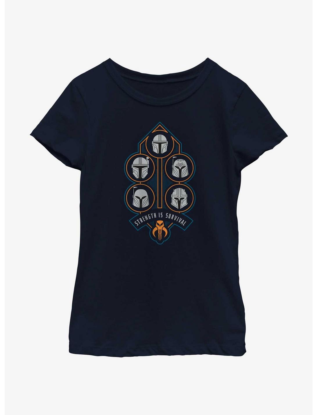 Star Wars The Mandalorian Strength Is Survival Youth Girls T-Shirt, NAVY, hi-res