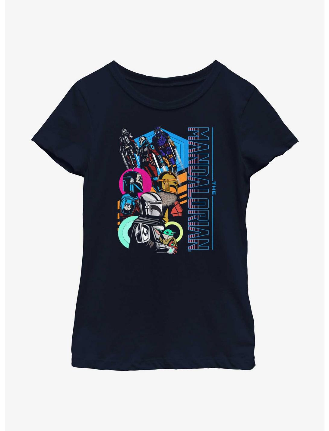 Star Wars The Mandalorian Fearsome Warriors Portrait Youth Girls T-Shirt, NAVY, hi-res