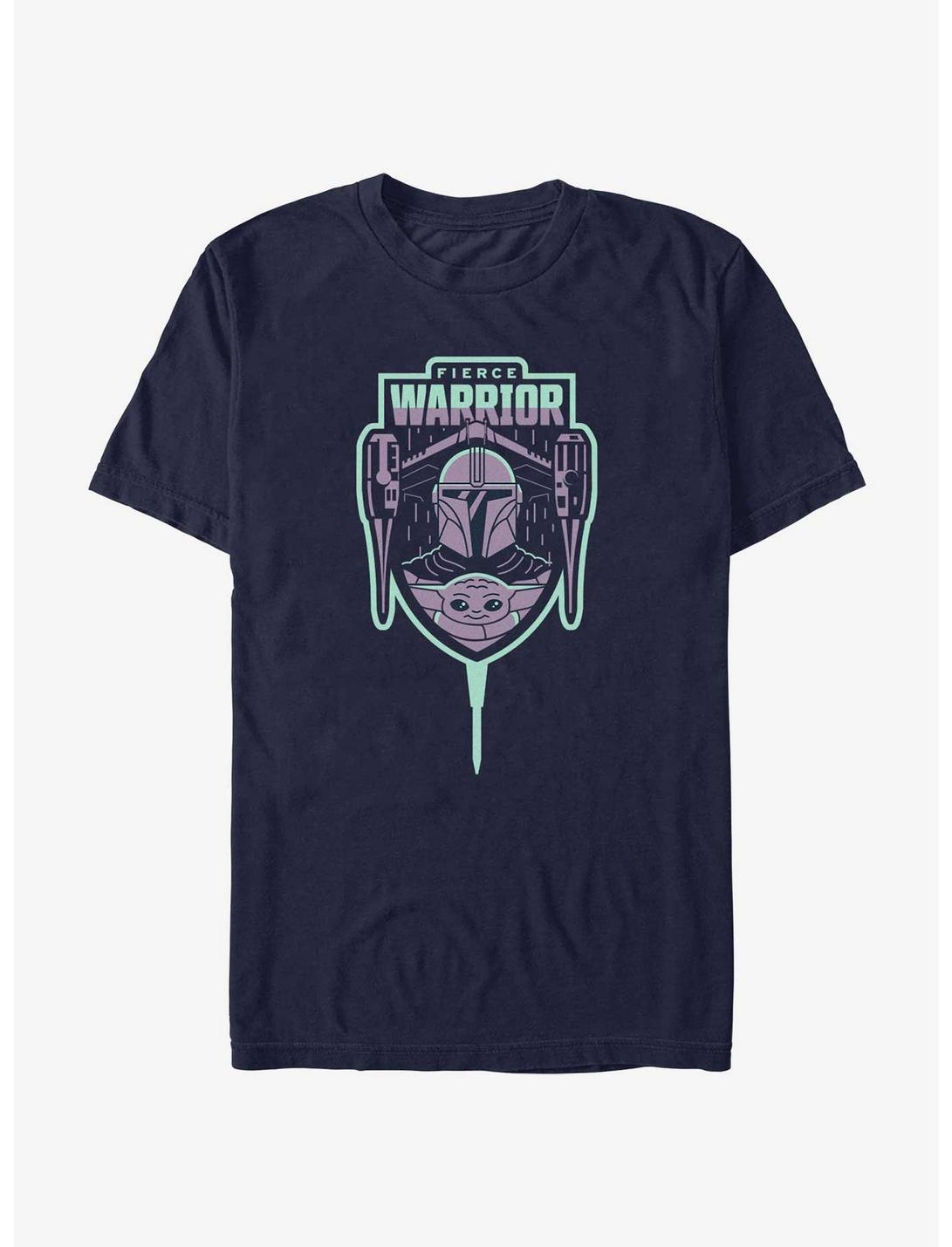 Star Wars The Mandalorian Fierce Warrior Badge T-Shirt, NAVY, hi-res