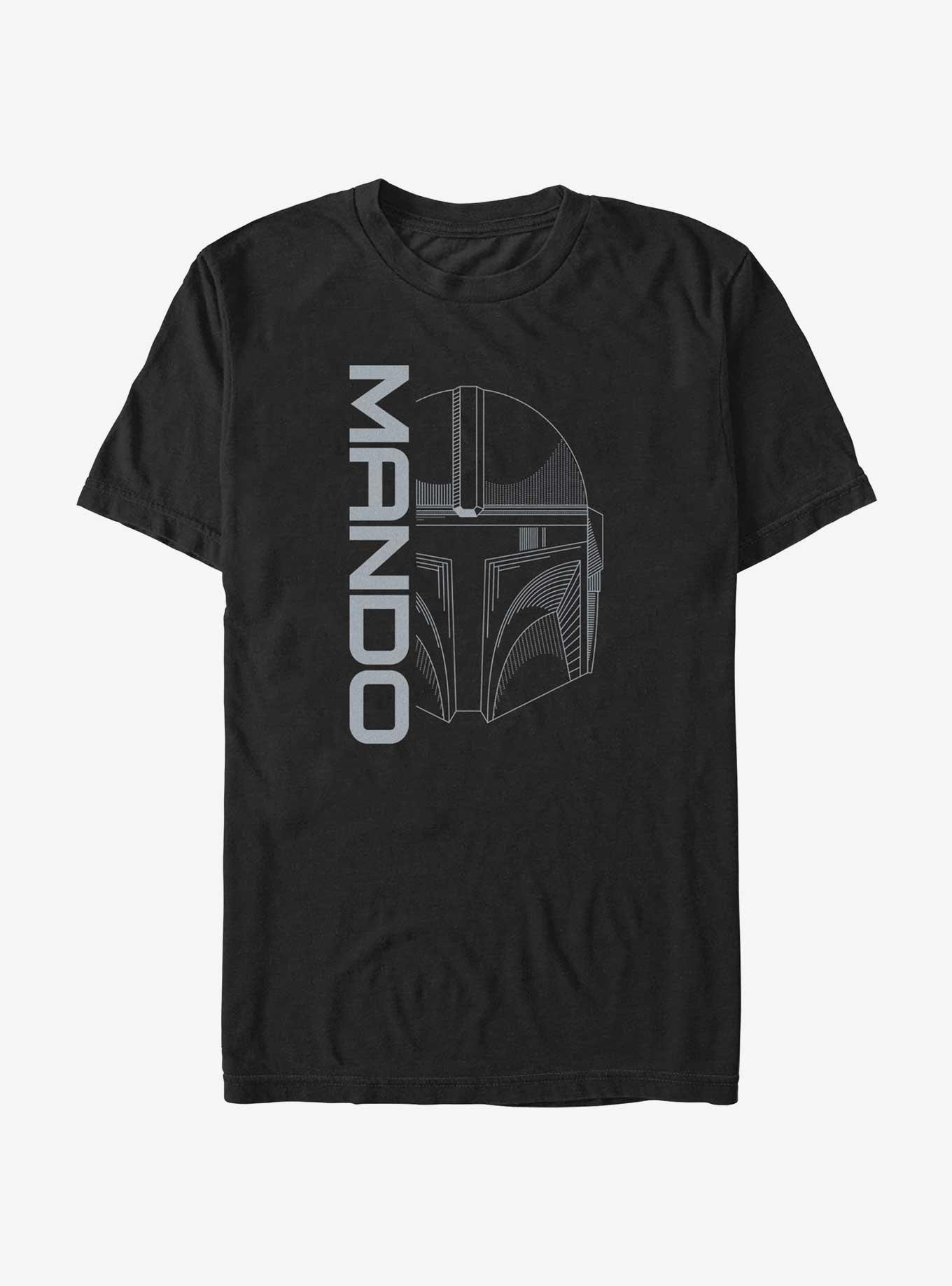 Star Wars The Mandalorian Line Art Mando Head T-Shirt, BLACK, hi-res