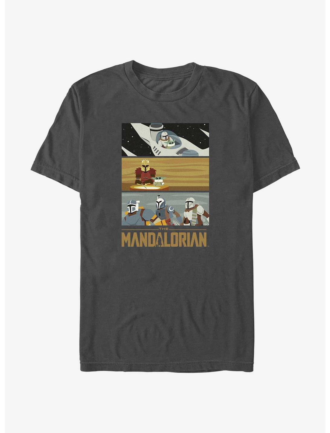 Star Wars The Mandalorian Grogu & Mando Scene Panels T-Shirt, CHARCOAL, hi-res