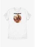 Star Wars The Mandalorian Desert Sunset Mando & Grogu Womens T-Shirt, WHITE, hi-res