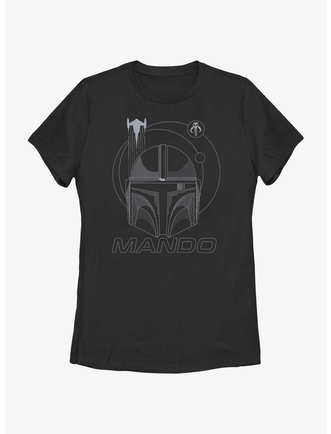 Star Wars The Mandalorian Mando Line Art Womens T-Shirt, BLACK, hi-res