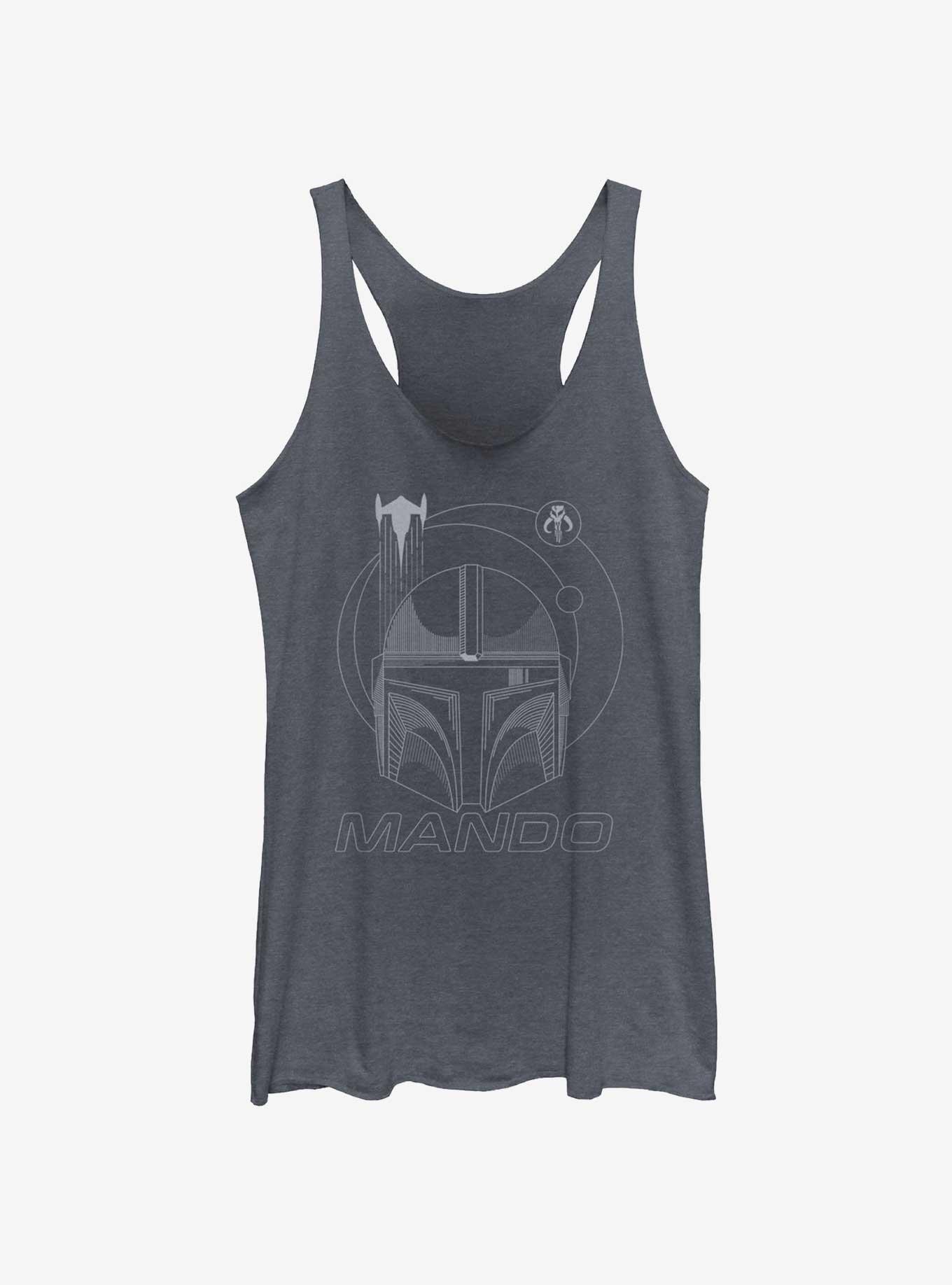 Star Wars The Mandalorian Mando Line Art Womens Tank Top, NAVY HTR, hi-res
