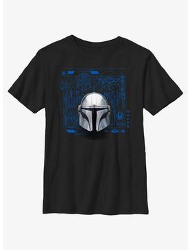 Star Wars The Mandalorian Helmet Schematic Youth T-Shirt, , hi-res